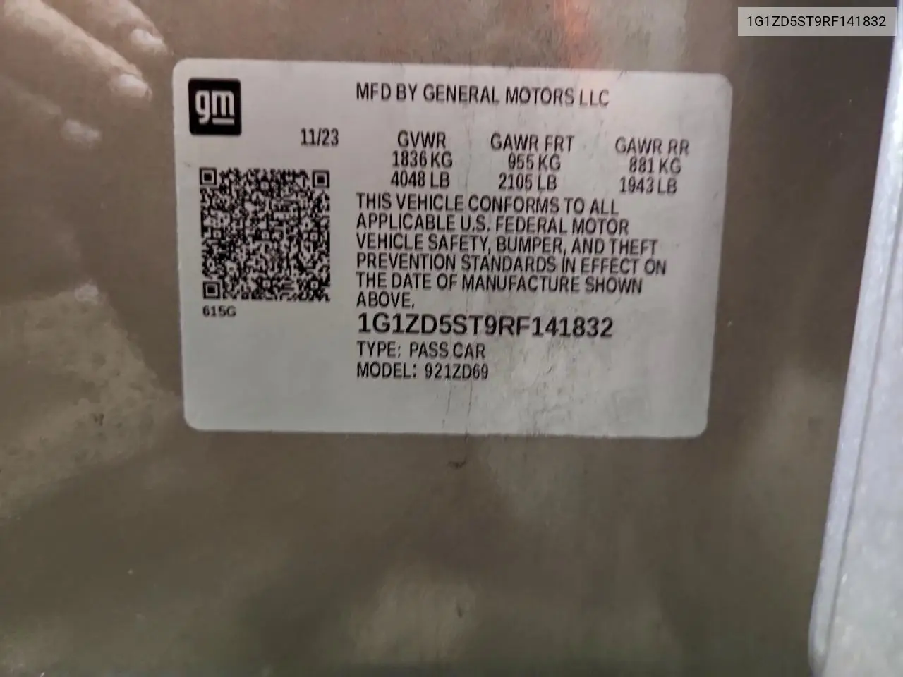 1G1ZD5ST9RF141832 2024 Chevrolet Malibu Lt