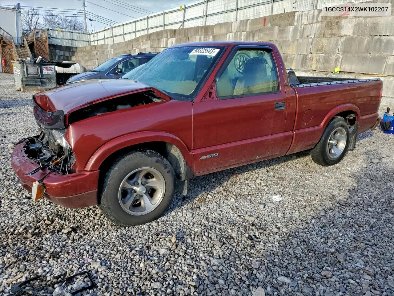 1998 Chevrolet S Truck S10 VIN: 1GCCS14X2WK102207 Lot: 93322845