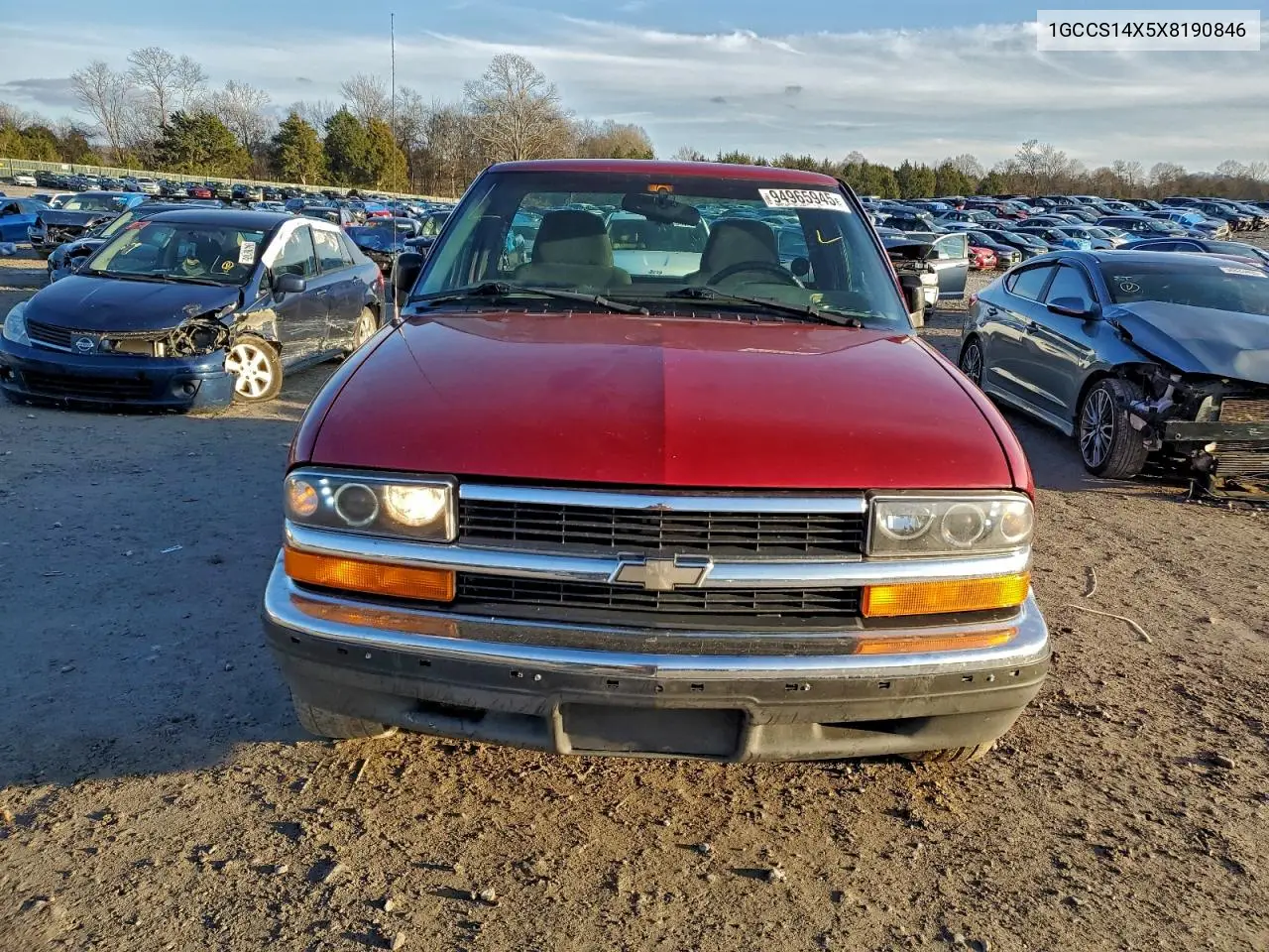 1999 Chevrolet S Truck S10 VIN: 1GCCS14X5X8190846 Lot: 94965945