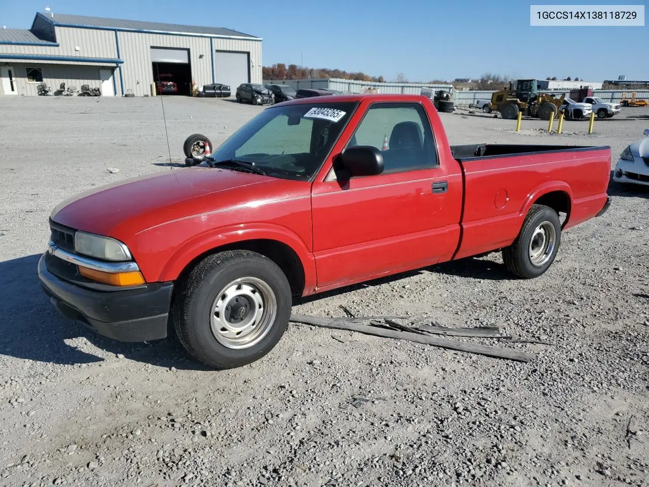 1GCCS14X138118729 2003 Chevrolet S Truck S10