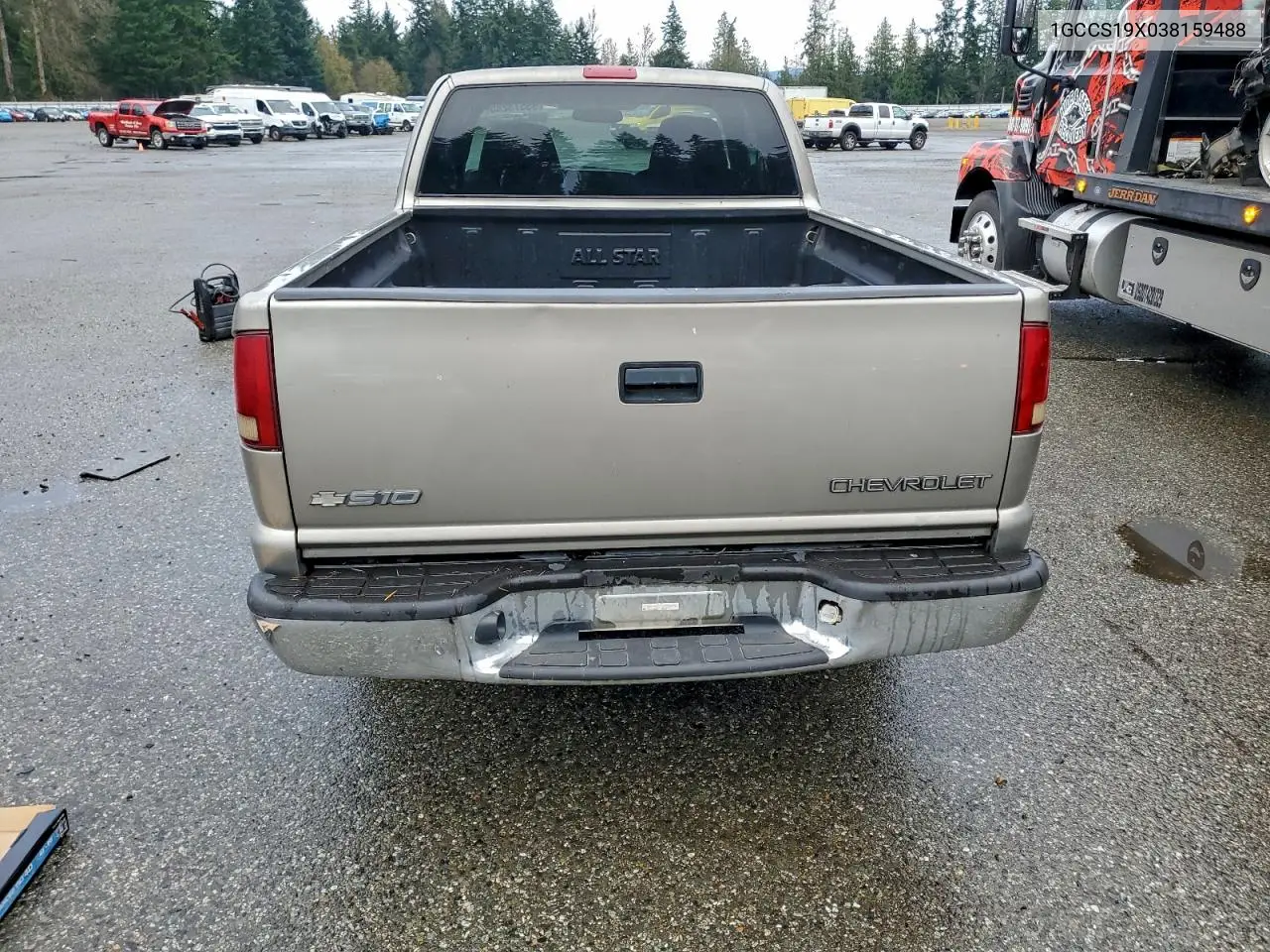 2003 Chevrolet S Truck S10 VIN: 1GCCS19X038159488 Lot: 95573285