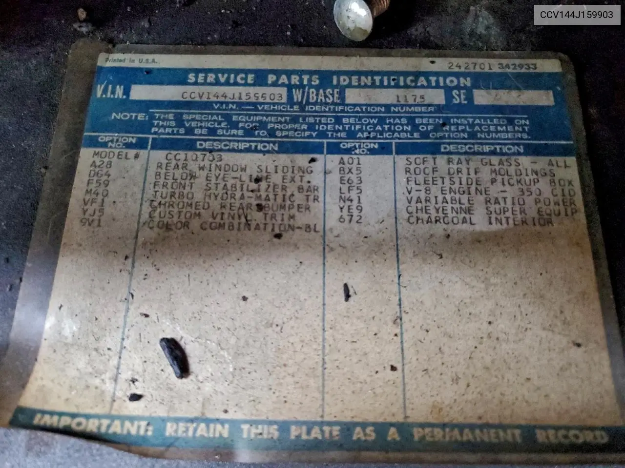 CCV144J159903 1974 Chevrolet Pu Crew