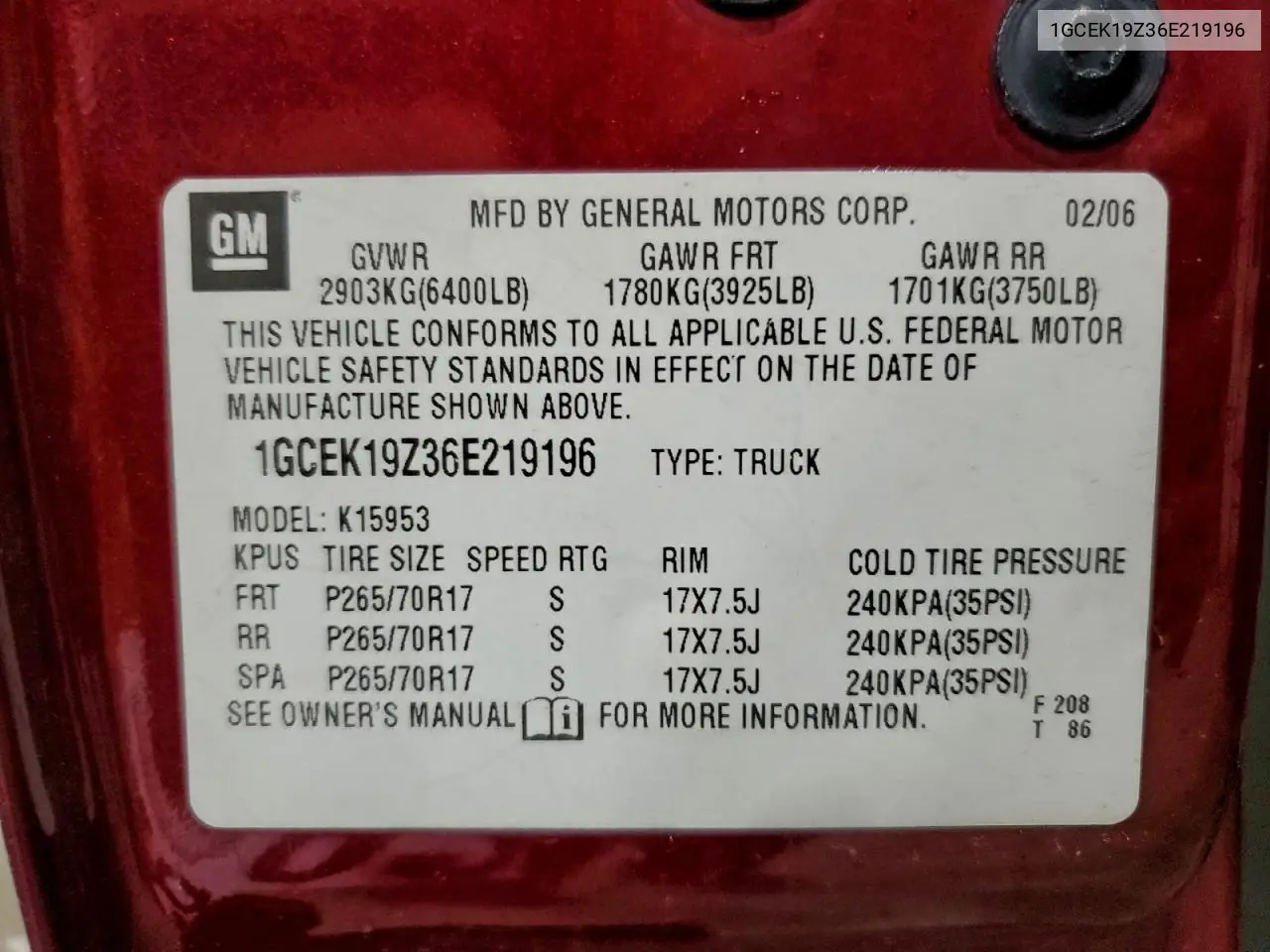 1GCEK19Z36E219196 2006 Chevrolet Silverado K1500