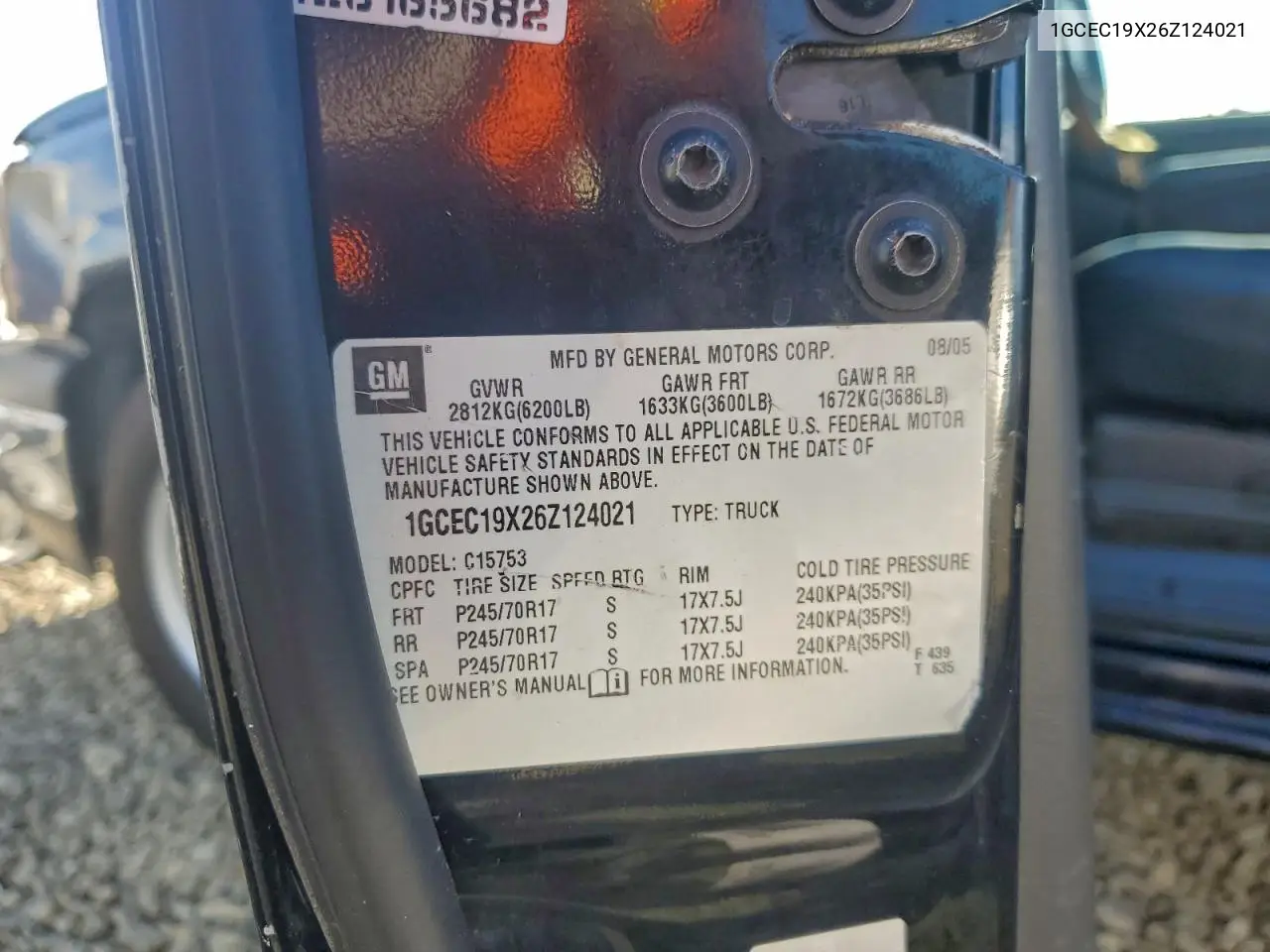 1GCEC19X26Z124021 2006 Chevrolet Silverado C1500