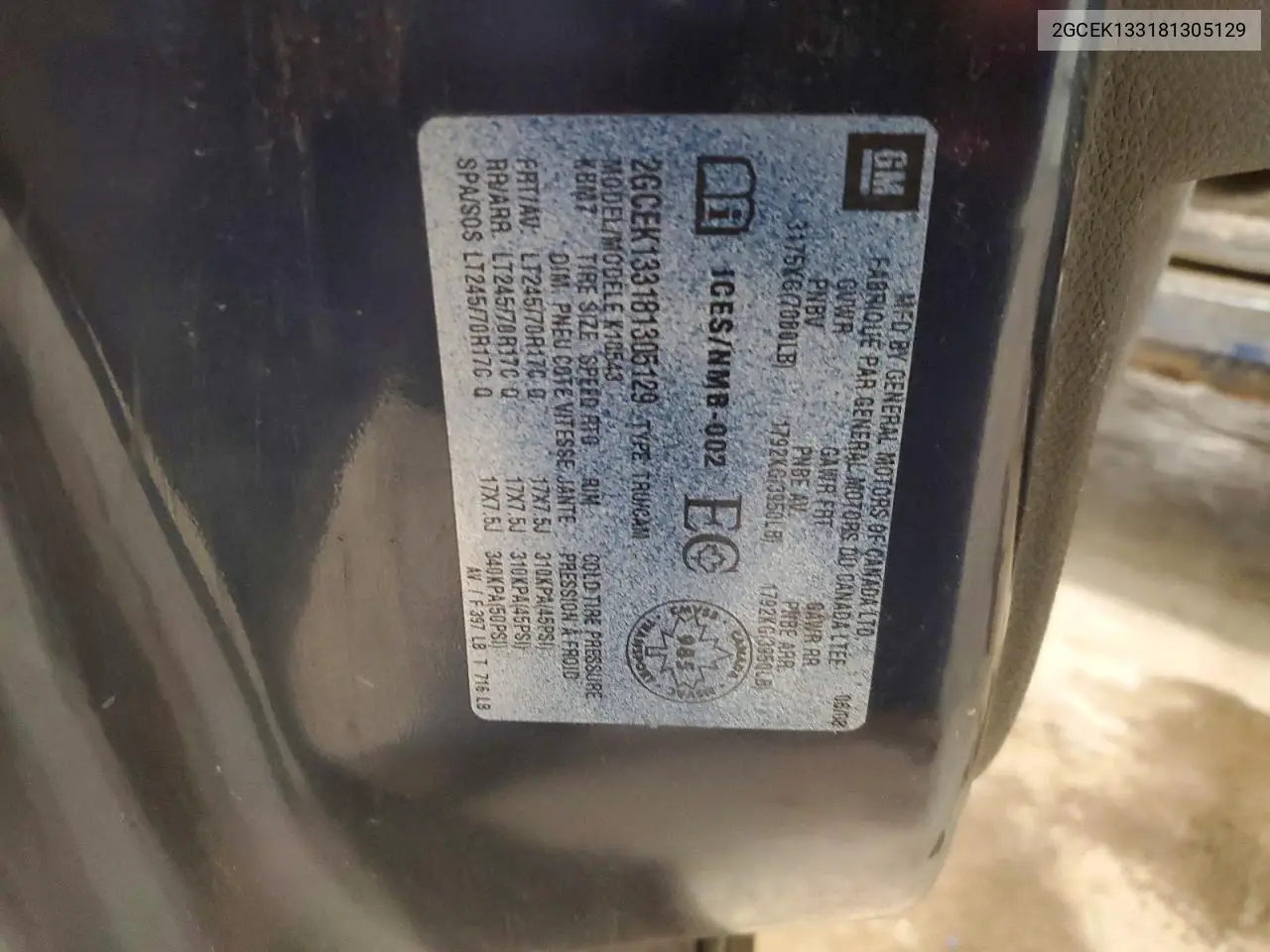 2GCEK133181305129 2008 Chevrolet Silverado K1500