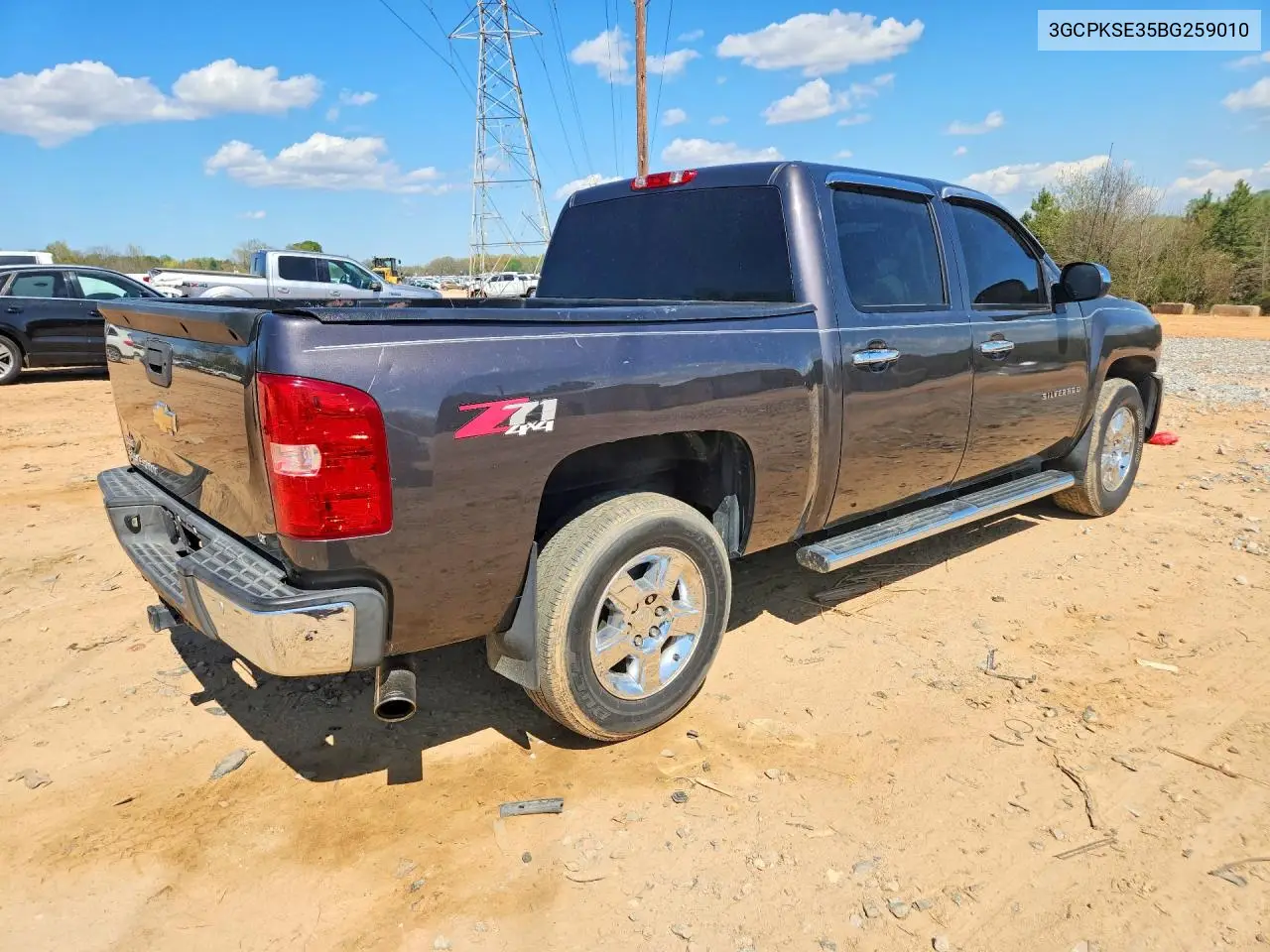 3GCPKSE35BG259010 2011 Chevrolet Silverado K1500 Lt