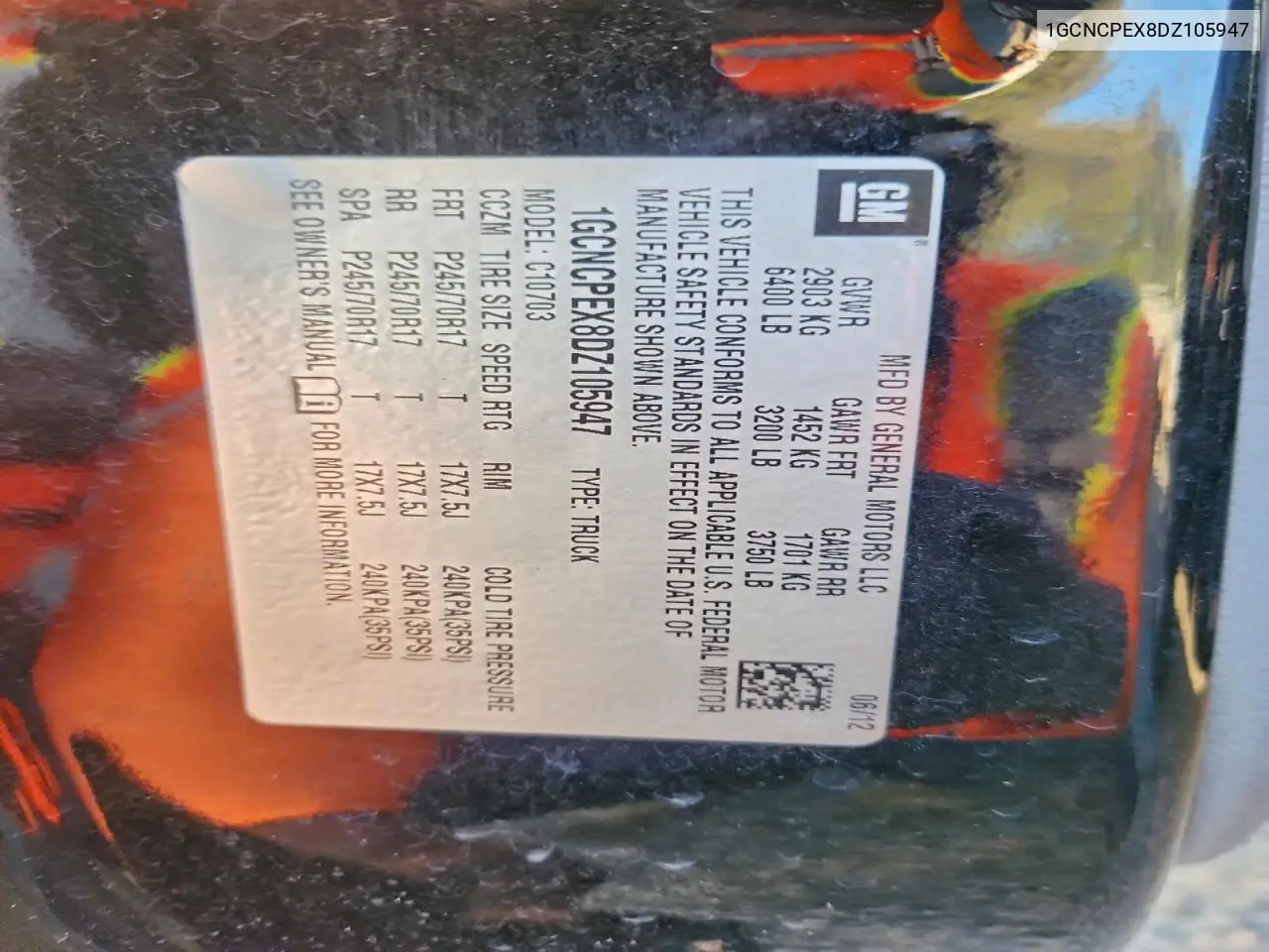 1GCNCPEX8DZ105947 2013 Chevrolet Silverado C1500