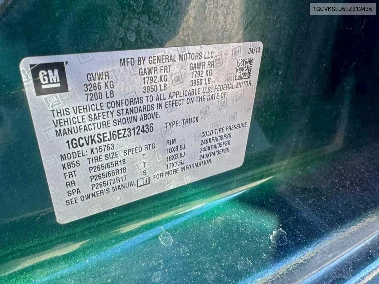 1GCVKSEJ6EZ312436 2014 Chevrolet Silverado K1500 Ltz