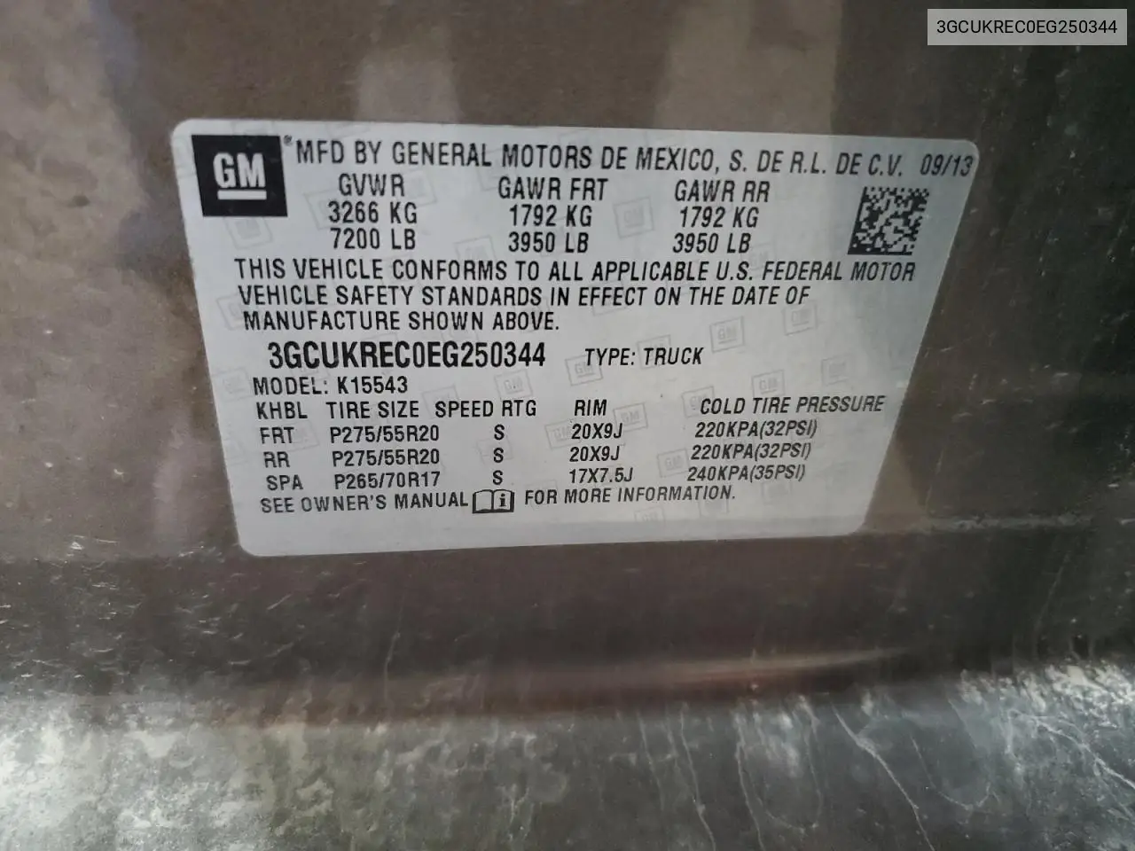 3GCUKREC0EG250344 2014 Chevrolet Silverado K1500 Lt