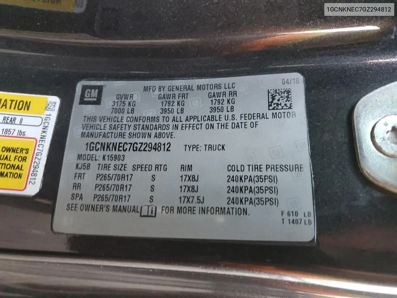 1GCNKNEC7GZ294812 2016 Chevrolet Silverado K1500