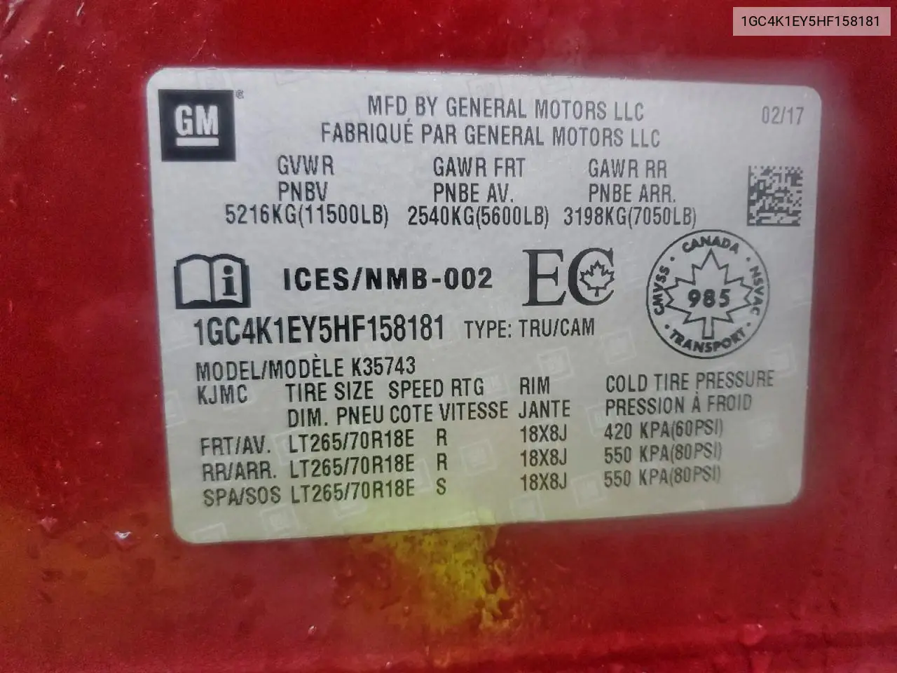 1GC4K1EY5HF158181 2017 Chevrolet Silverado K3500 High Country