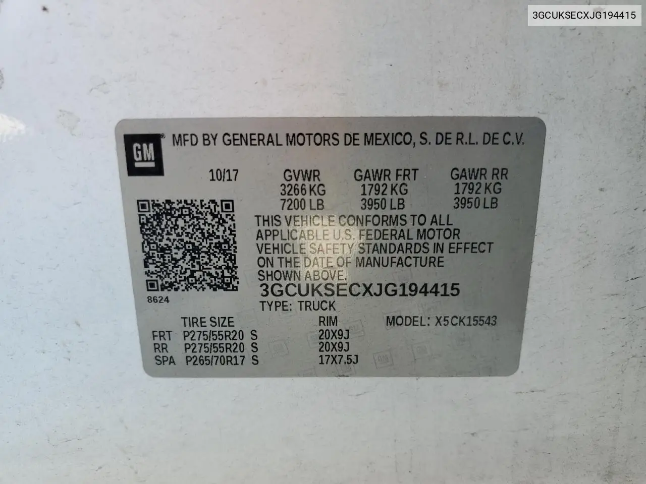 3GCUKSECXJG194415 2018 Chevrolet Silverado K1500 Ltz