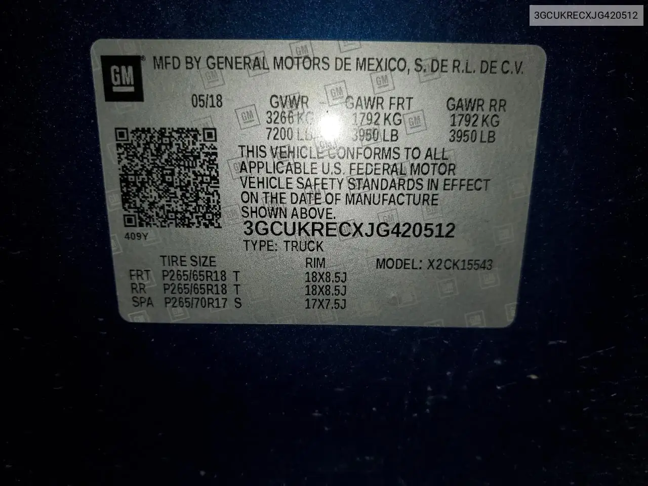 3GCUKRECXJG420512 2018 Chevrolet Silverado K1500 Lt