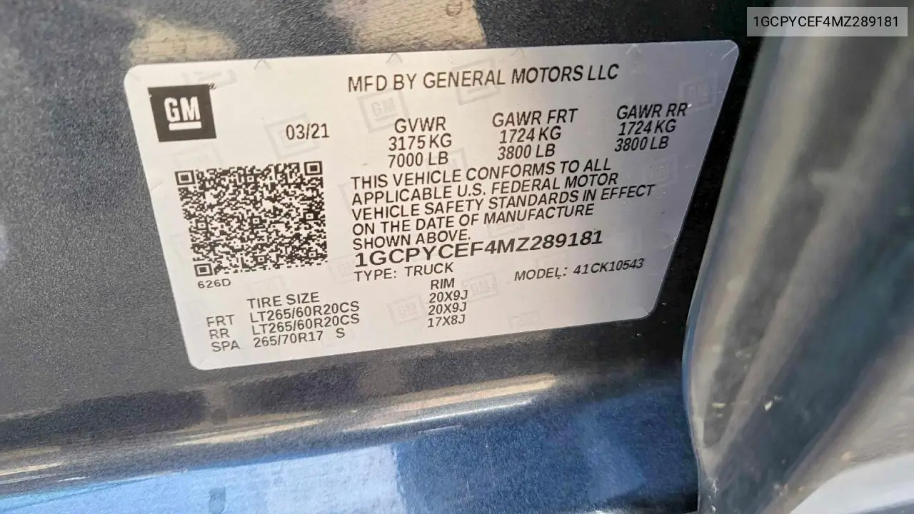 1GCPYCEF4MZ289181 2021 Chevrolet Silverado K1500 Trail Boss Custom