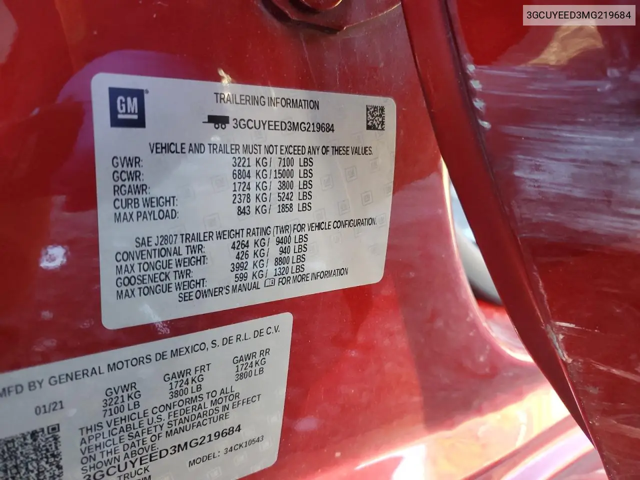 3GCUYEED3MG219684 2021 Chevrolet Silverado K1500 Rst