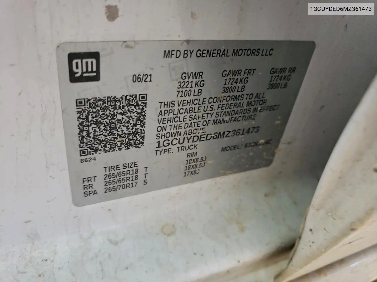 1GCUYDED6MZ361473 2021 Chevrolet Silverado K1500 Lt