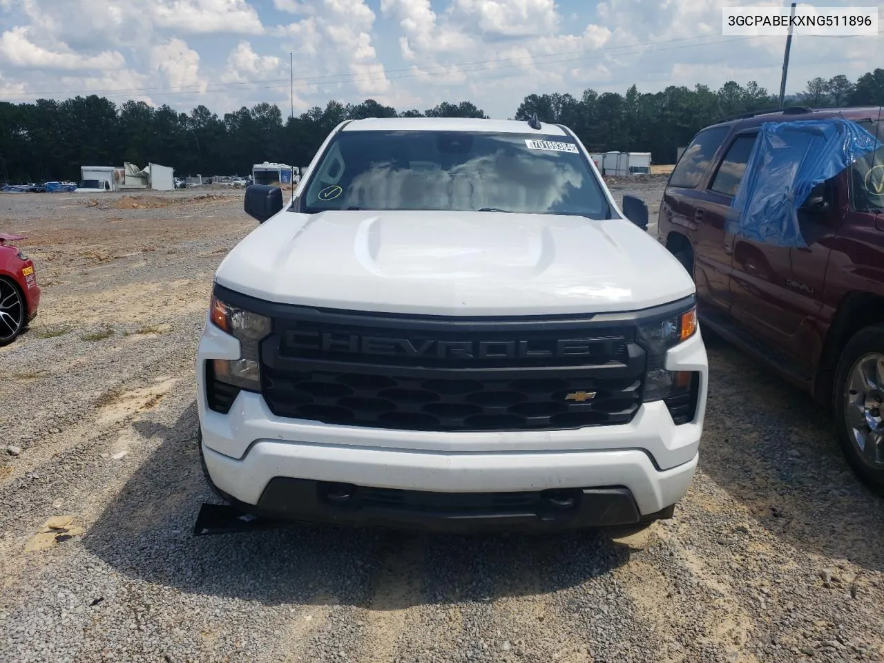 2022 Chevrolet Silverado C1500 Custom VIN: 3GCPABEKXNG511896 Lot: 70189384