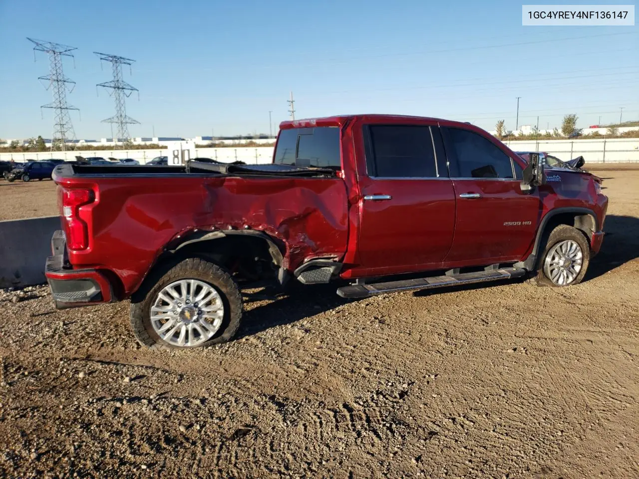 1GC4YREY4NF136147 2022 Chevrolet Silverado K2500 High Country