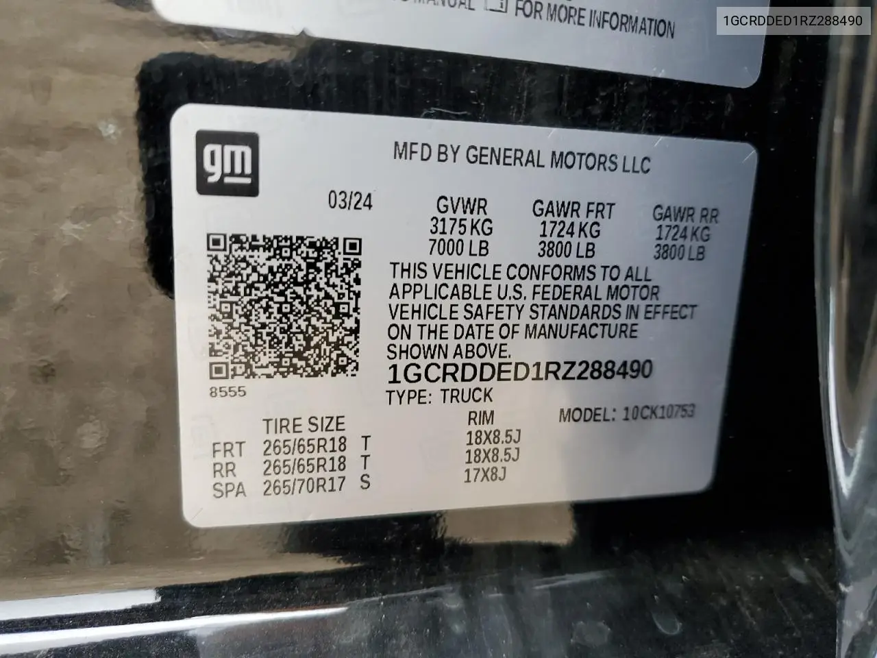 1GCRDDED1RZ288490 2024 Chevrolet Silverado K1500 Lt