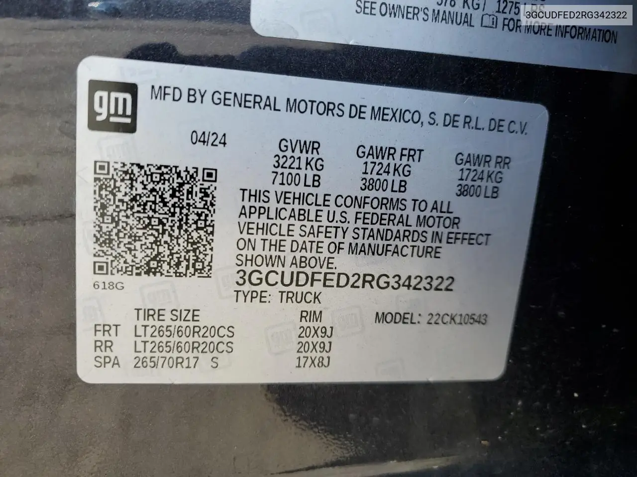 3GCUDFED2RG342322 2024 Chevrolet Silverado K1500 Lt Trail Boss