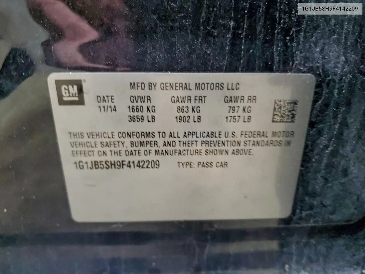 1G1JB5SH9F4142209 2015 Chevrolet Sonic Ls
