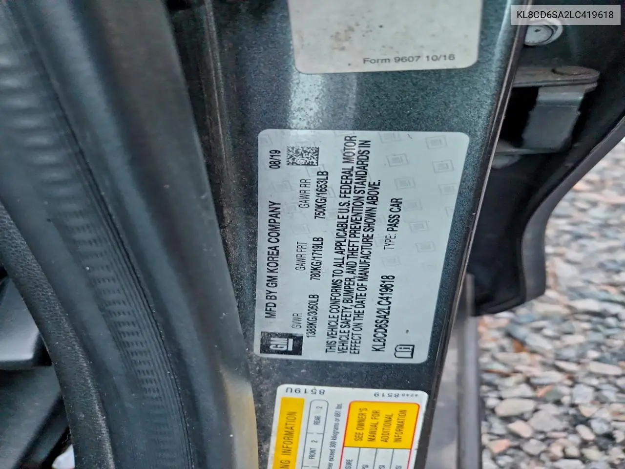 KL8CD6SA2LC419618 2020 Chevrolet Spark 1Lt