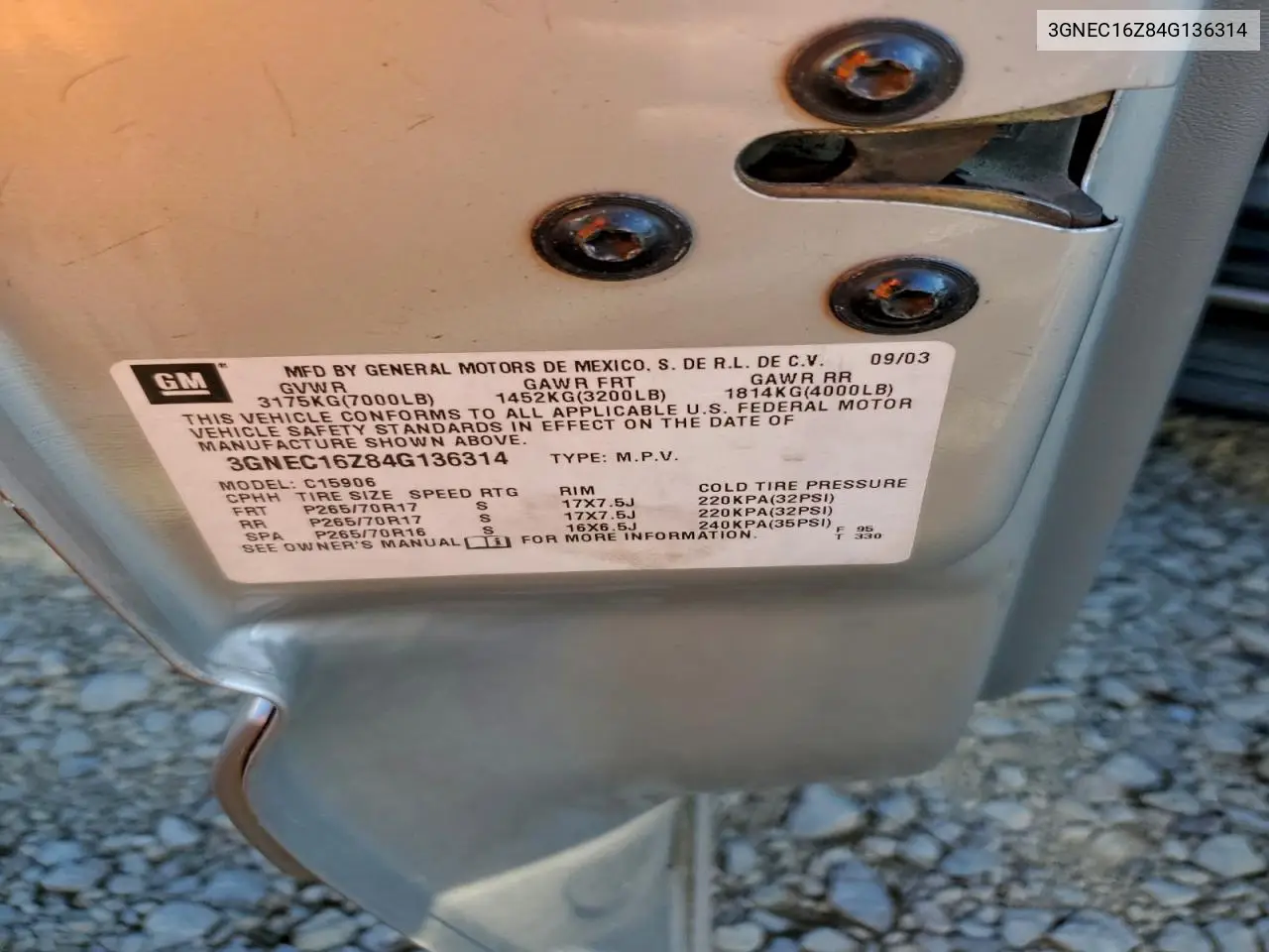 3GNEC16Z84G136314 2004 Chevrolet Suburban C1500