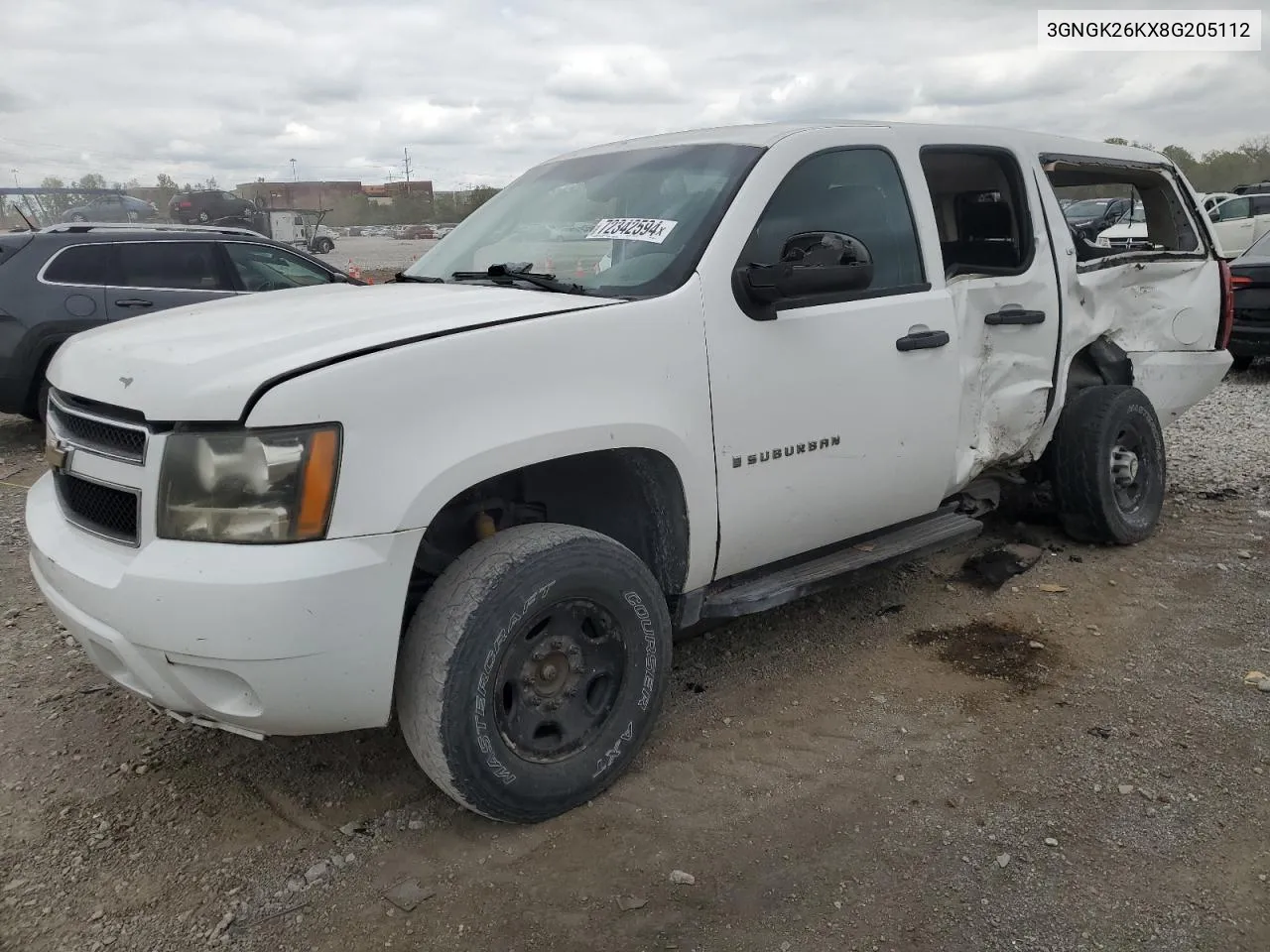 2008 Chevrolet Suburban K2500 VIN: 3GNGK26KX8G205112 Lot: 72342594