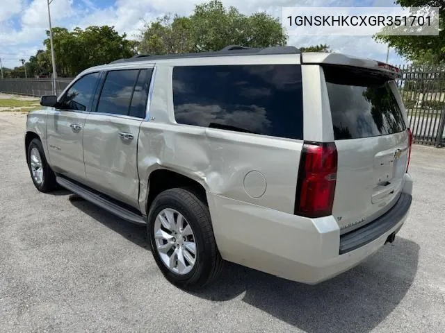 2016 Chevrolet Suburban K1500 Lt VIN: 1GNSKHKCXGR351701 Lot: 73681194