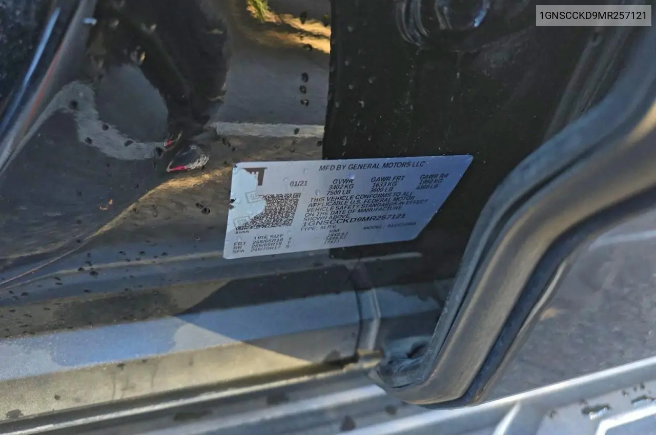 1GNSCCKD9MR257121 2021 Chevrolet Suburban C1500 Lt