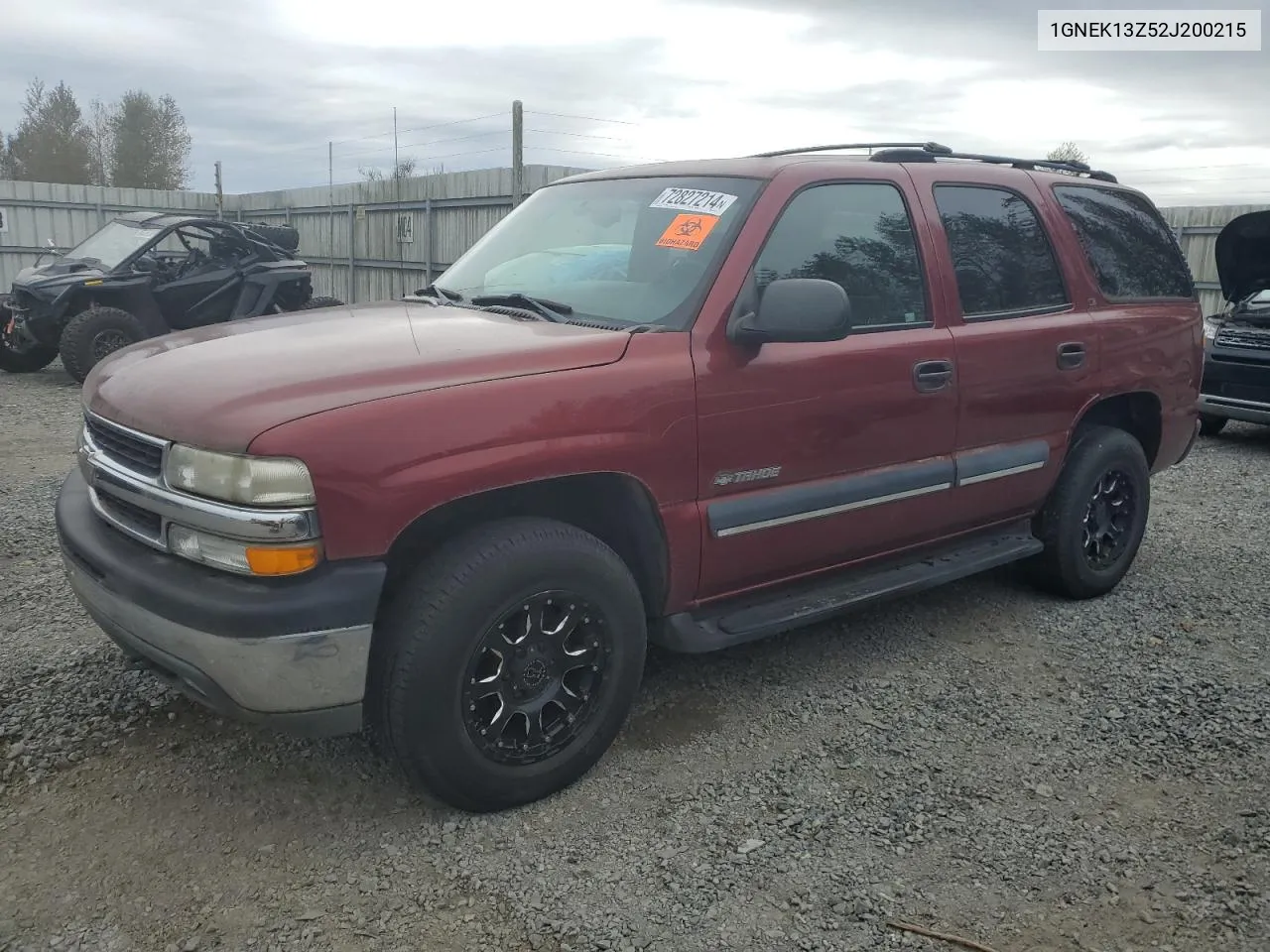 2002 Chevrolet Tahoe K1500 VIN: 1GNEK13Z52J200215 Lot: 72827214