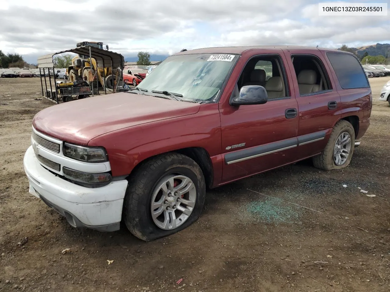 2003 Chevrolet Tahoe C1500 VIN: 1GNEC13Z03R245501 Lot: 73241584