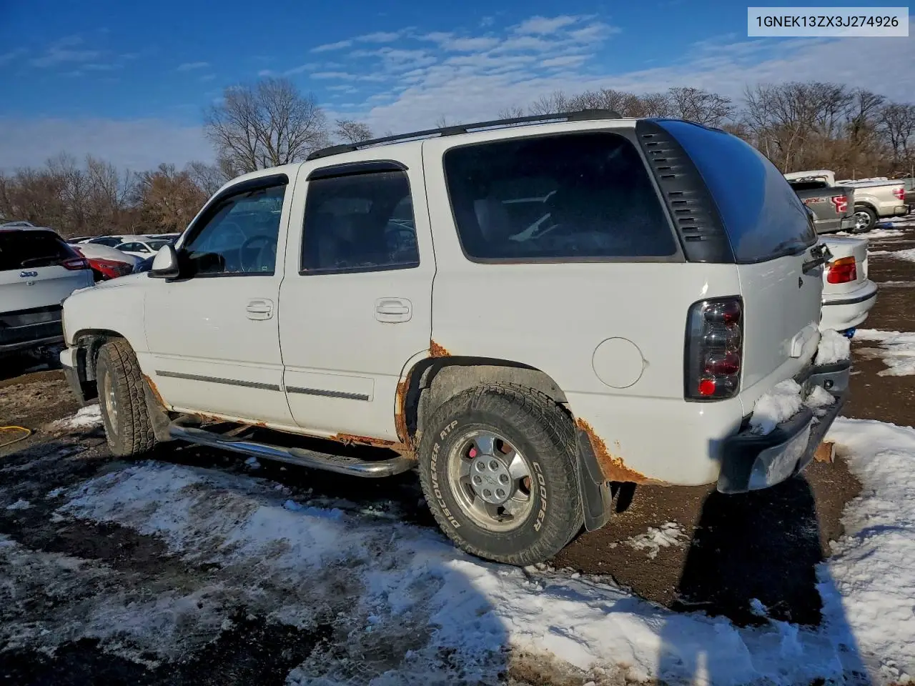 1GNEK13ZX3J274926 2003 Chevrolet Tahoe K1500