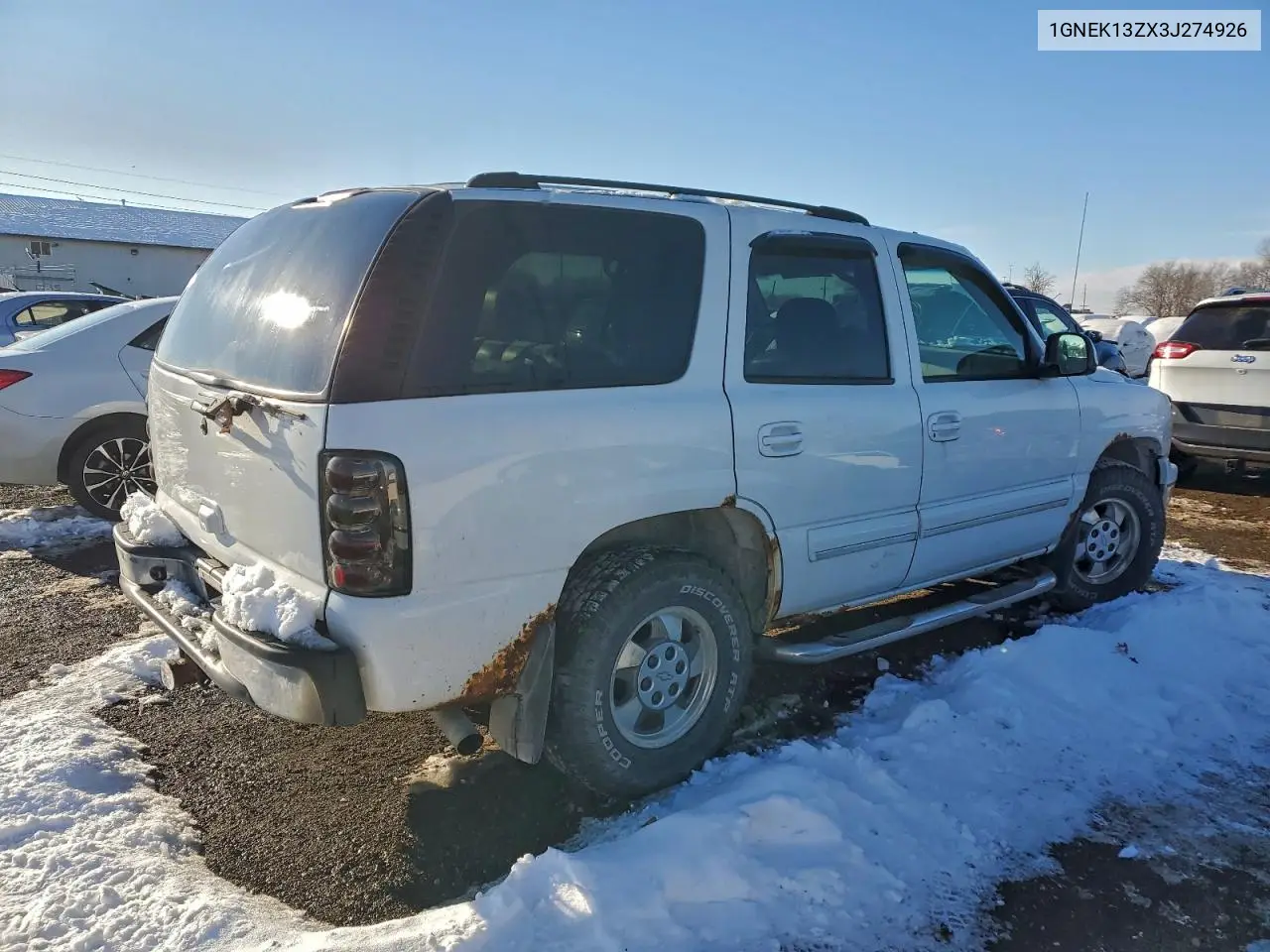 1GNEK13ZX3J274926 2003 Chevrolet Tahoe K1500