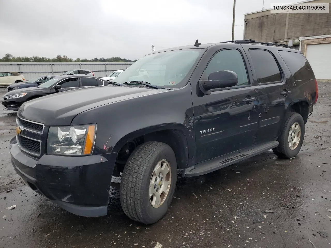 1GNSKAE04CR190958 2012 Chevrolet Tahoe K1500 Ls