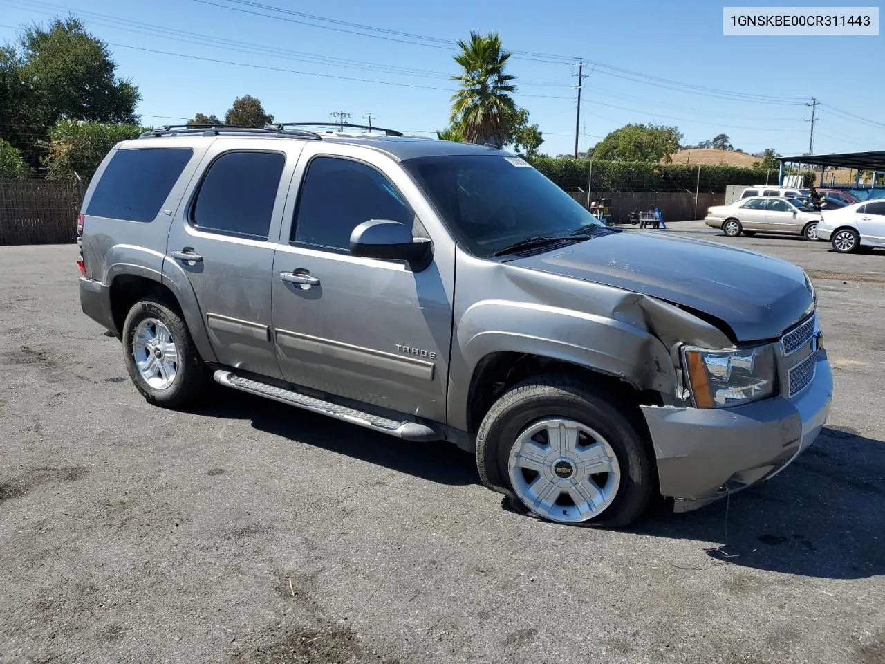 2012 Chevrolet Tahoe K1500 Lt VIN: 1GNSKBE00CR311443 Lot: 72085554