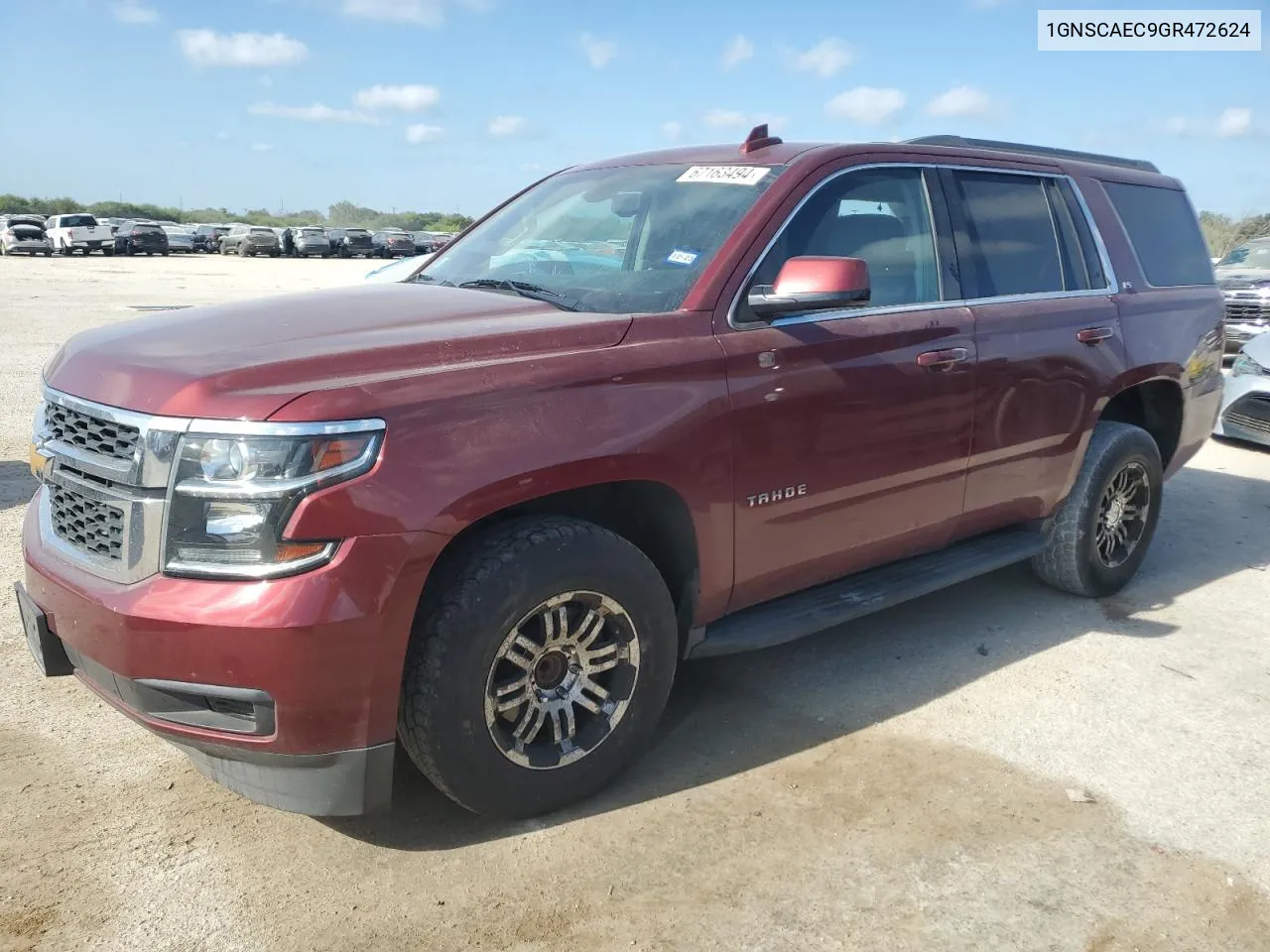 2016 Chevrolet Tahoe C1500 Ls VIN: 1GNSCAEC9GR472624 Lot: 67163494