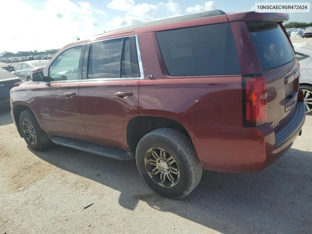 2016 Chevrolet Tahoe C1500 Ls VIN: 1GNSCAEC9GR472624 Lot: 67163494