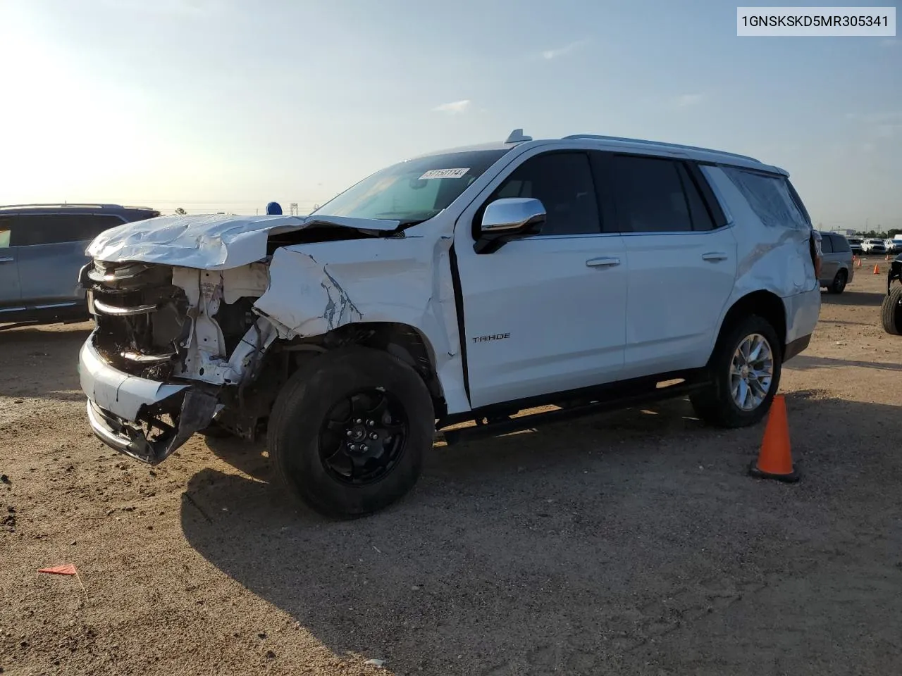 2021 Chevrolet Tahoe K1500 Premier VIN: 1GNSKSKD5MR305341 Lot: 57150114