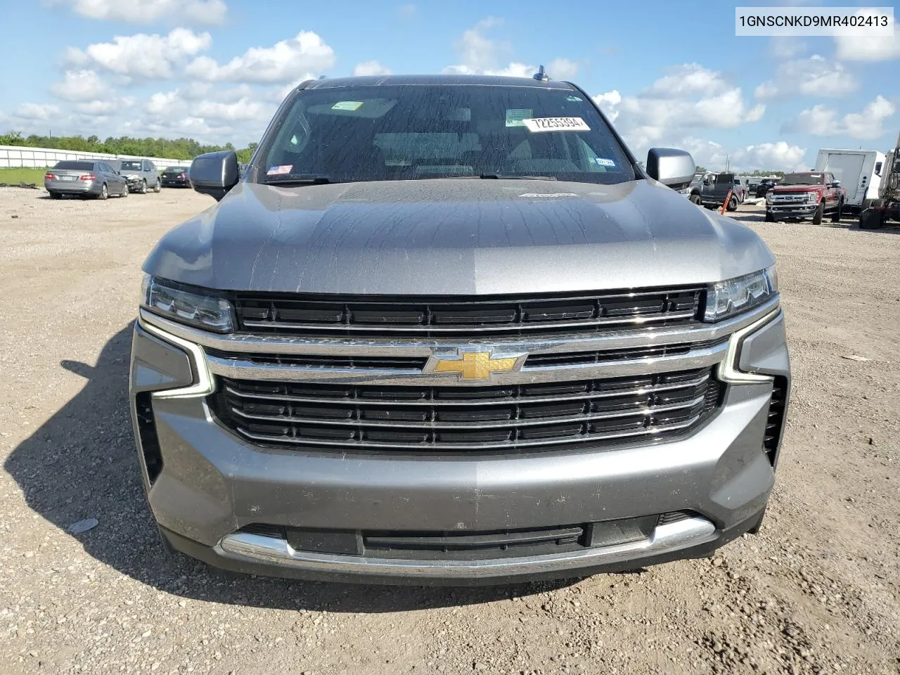 2021 Chevrolet Tahoe C1500 Lt VIN: 1GNSCNKD9MR402413 Lot: 72255394