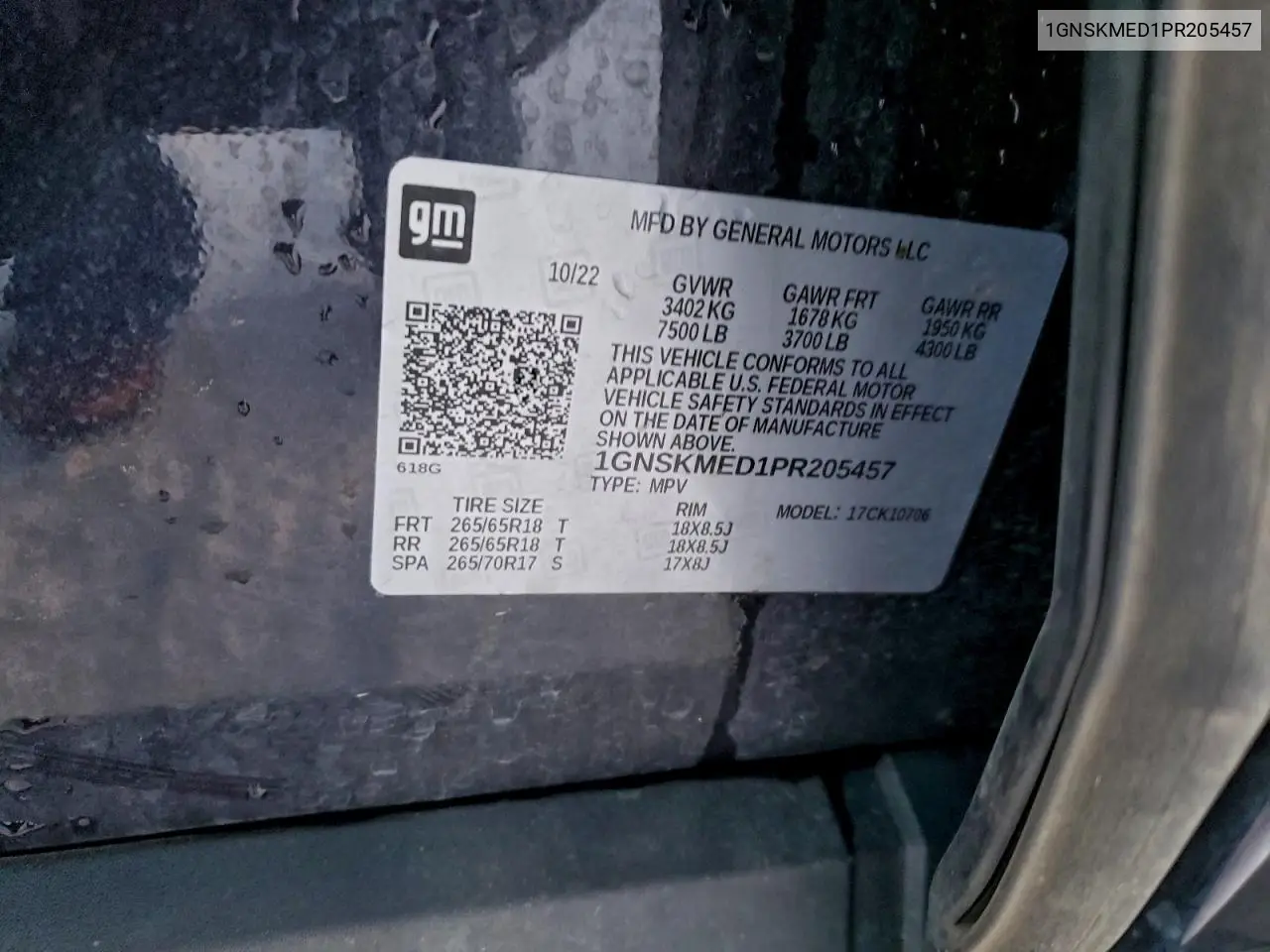 1GNSKMED1PR205457 2023 Chevrolet Tahoe K1500 Ls