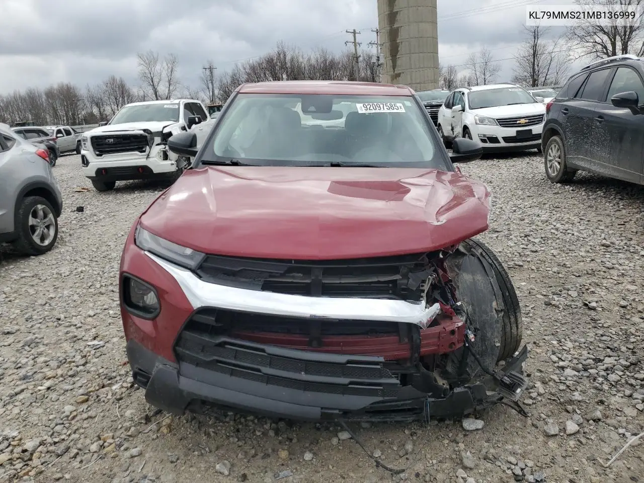 KL79MMS21MB136999 2021 Chevrolet Trailblazer Ls
