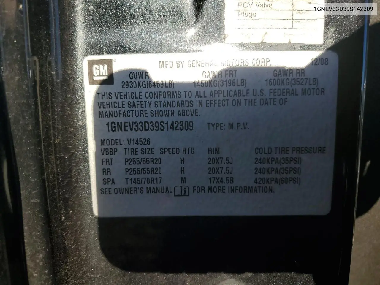1GNEV33D39S142309 2009 Chevrolet Traverse Ltz