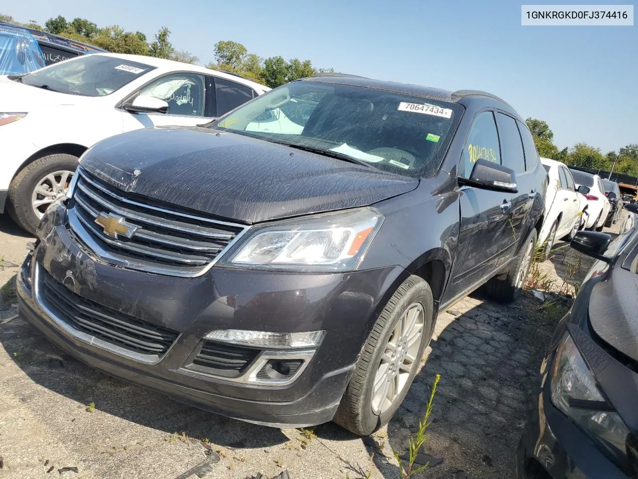 2015 Chevrolet Traverse Lt VIN: 1GNKRGKD0FJ374416 Lot: 70647434