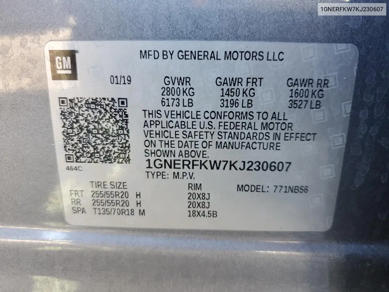 1GNERFKW7KJ230607 2019 Chevrolet Traverse Ls