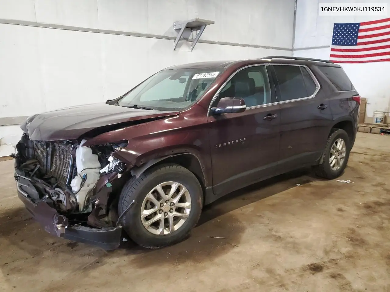 1GNEVHKW0KJ119534 2019 Chevrolet Traverse Lt