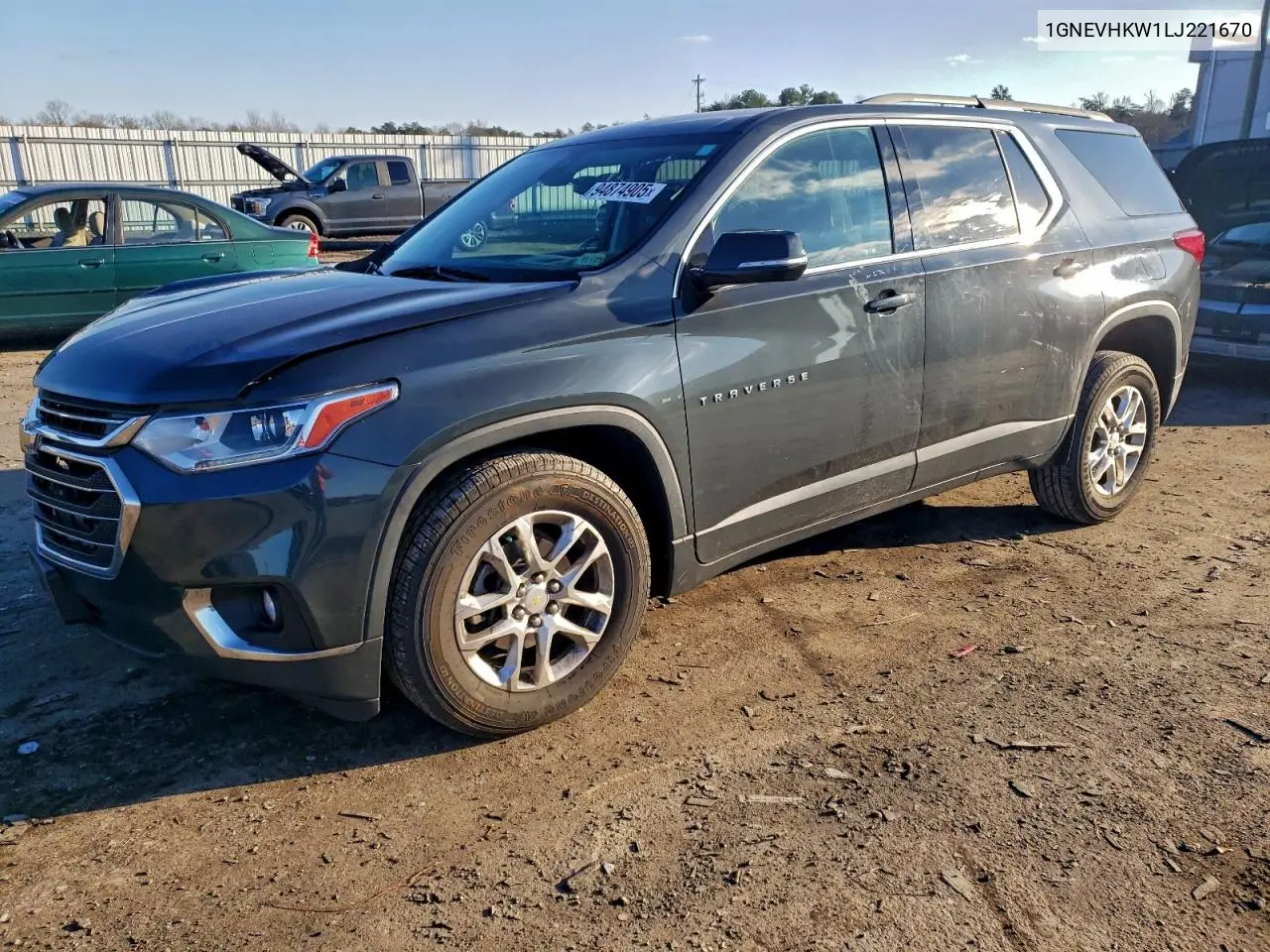 1GNEVHKW1LJ221670 2020 Chevrolet Traverse Lt