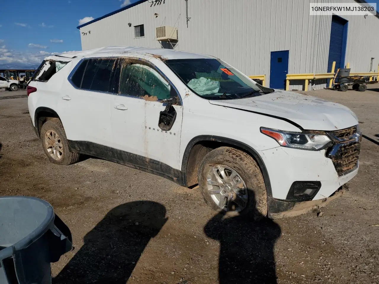 1GNERFKW1MJ138203 2021 Chevrolet Traverse Ls