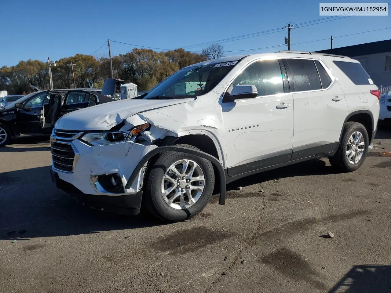 1GNEVGKW4MJ152954 2021 Chevrolet Traverse Lt