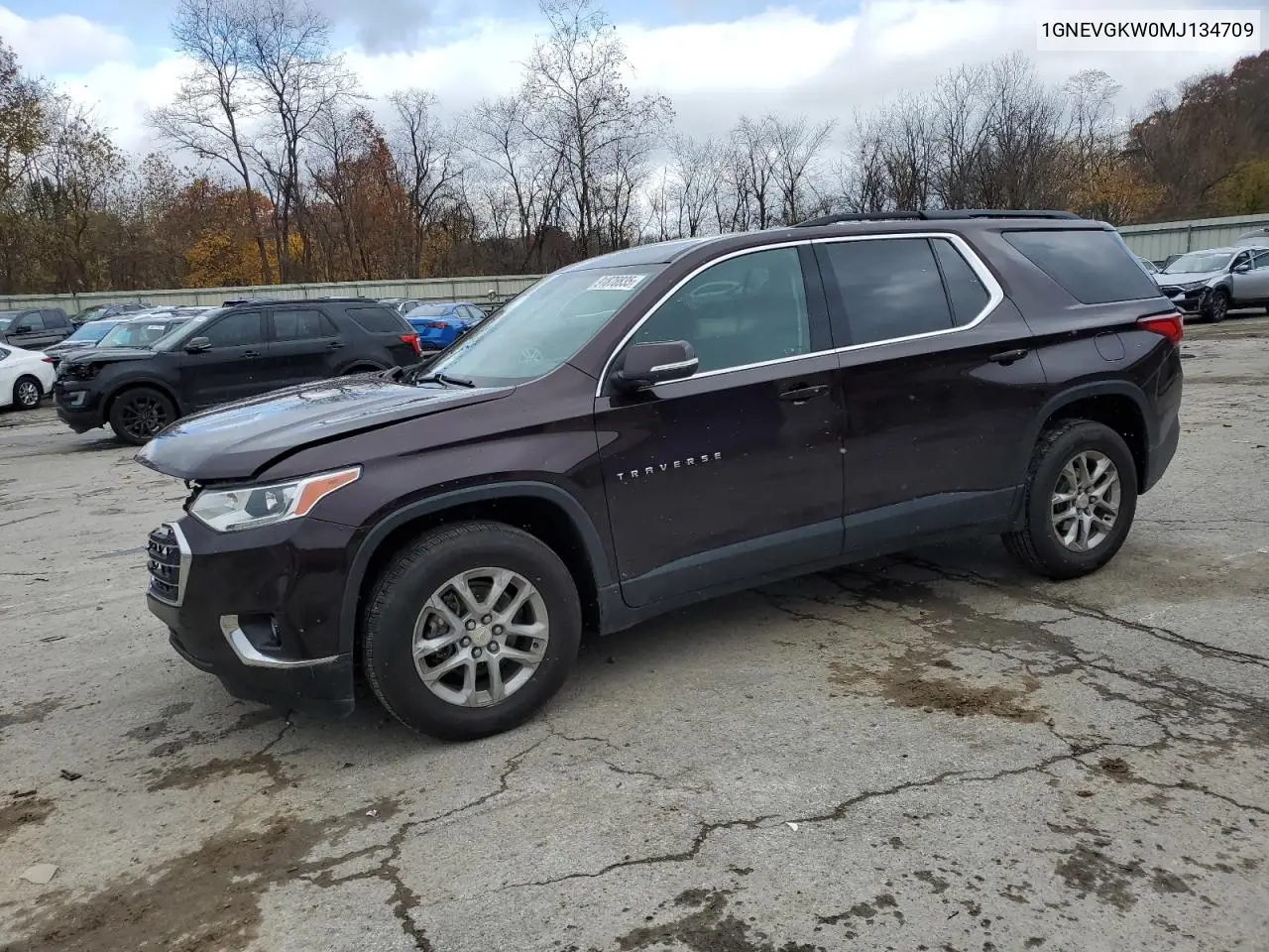 1GNEVGKW0MJ134709 2021 Chevrolet Traverse Lt